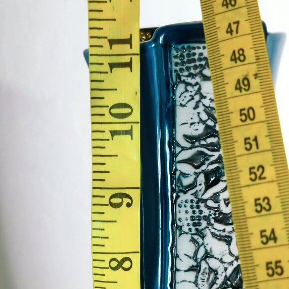 Malaysia Handicraft Tenmoku Pottery Vases Blue White Floral Design 11" Tall Set - Picture 6 of 8